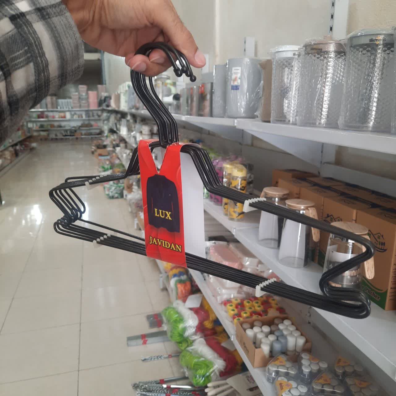 چوب لباسی لوکس جاویدان ضخیم مشکی 6عددی