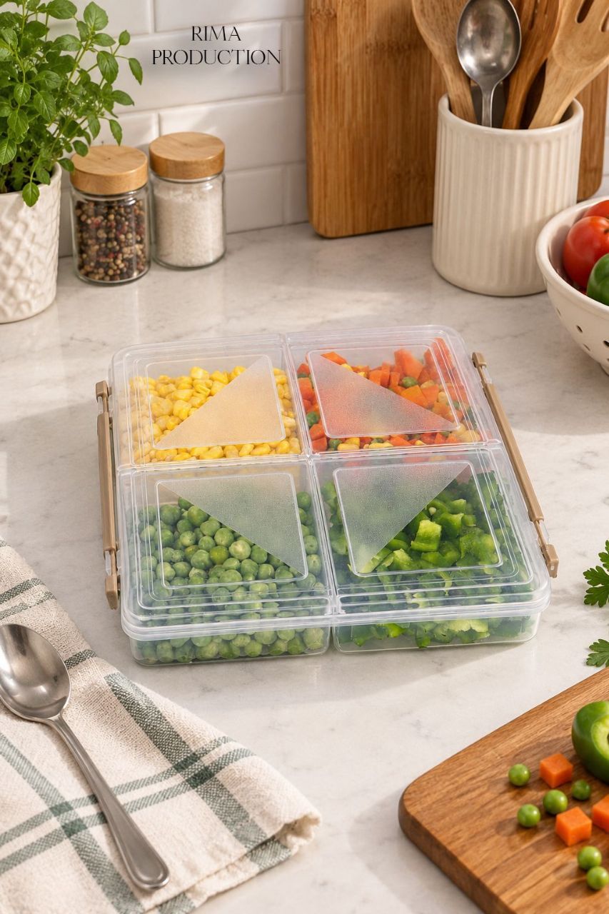 ظرف فریزری ریما ۴ خانه مربع بزرگ 800 گرریما