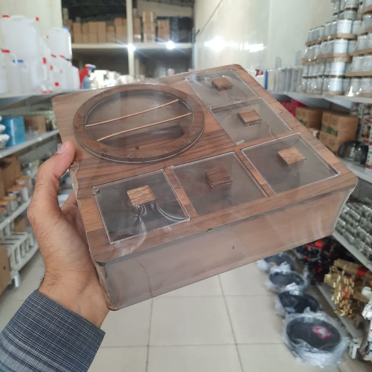 جعبه تی بگ وارمر دار مربع چوبی