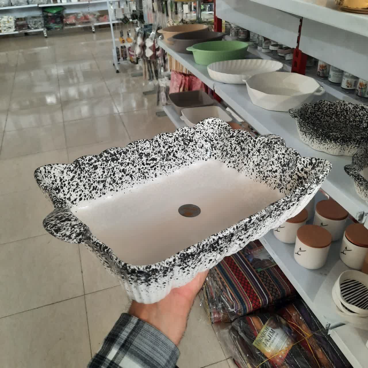 تابه رز مستطیل گرانیتی مشکی ۷۰۸ سرامیکی