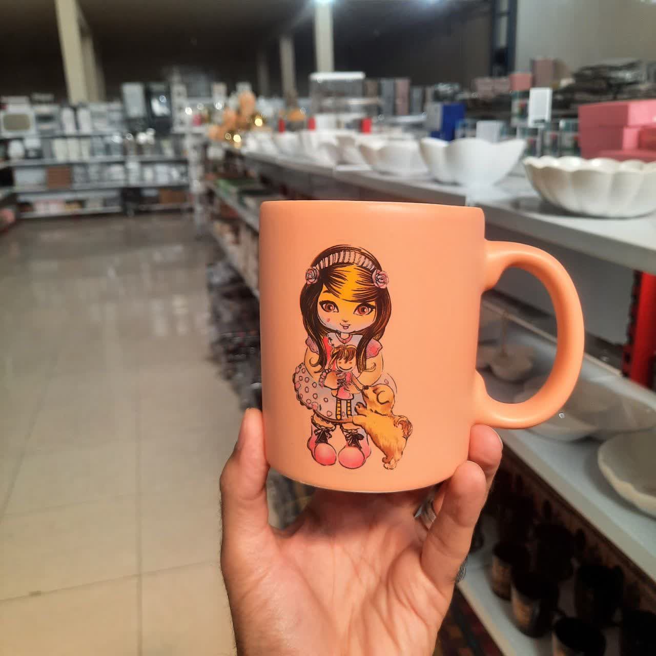 ماگ استوانه چاپدار رنگی مات