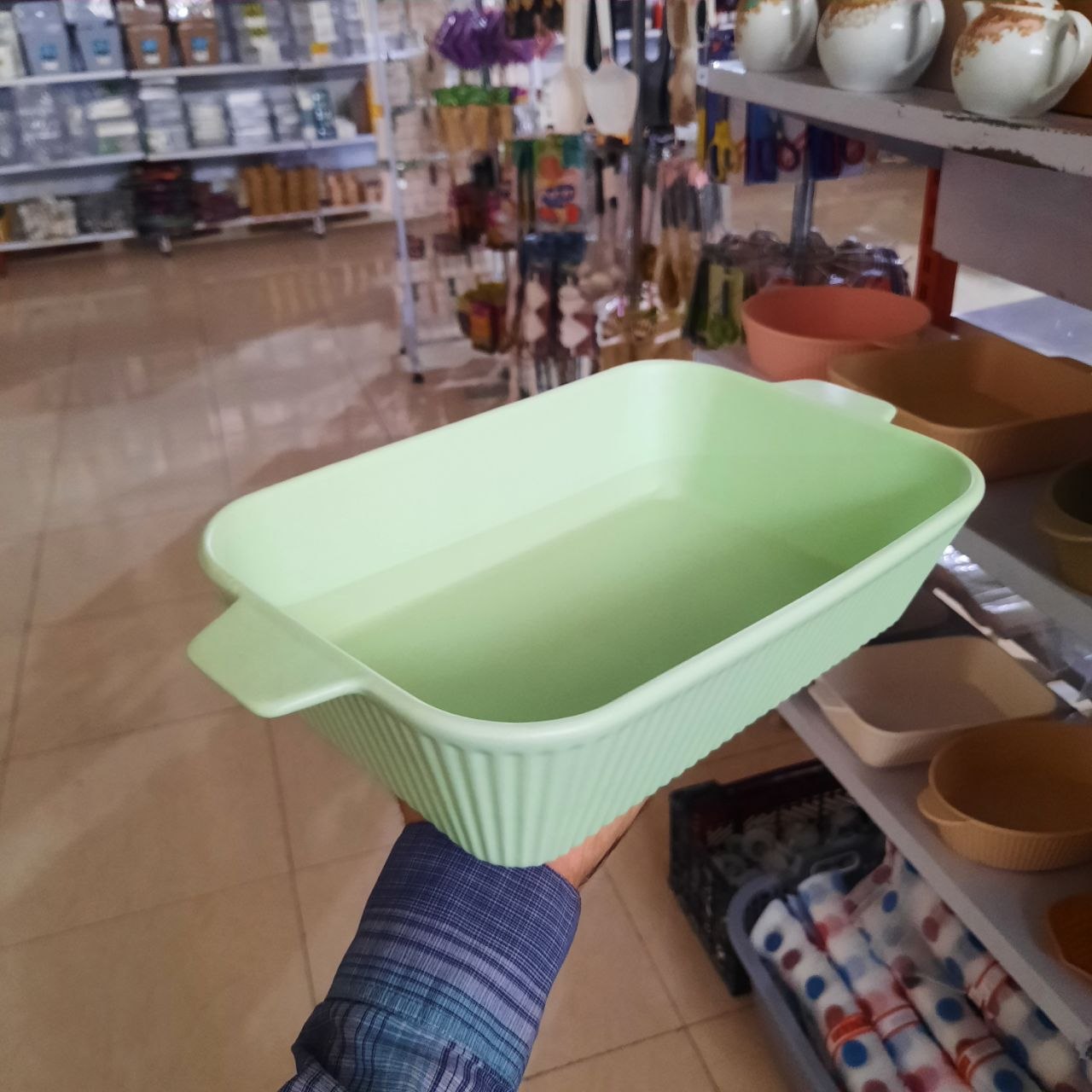 تابه مستطیل رنگی سرامیکی